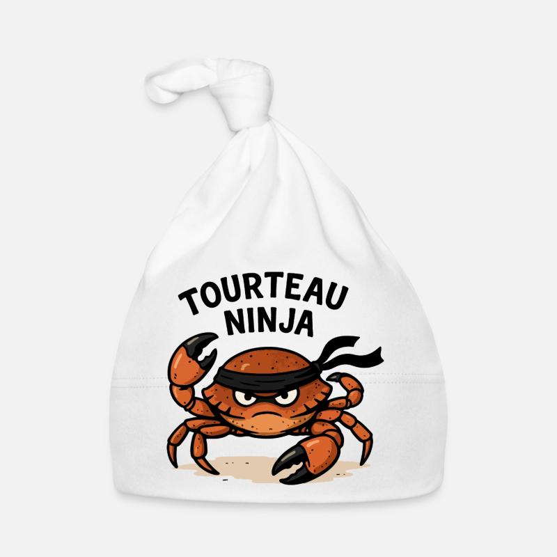 Ninja-Krabbe - Baby Bio-Mütze - Weiß