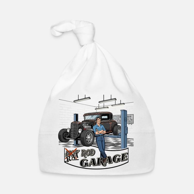 Vintage Car Workshop Design Organic Baby Cap