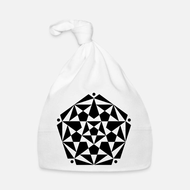 Conception d’étoile de pentagramme fractal - Bonnet bio Bébé - blanc