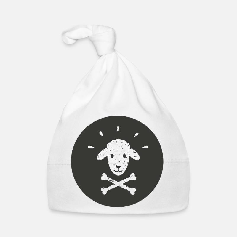 Jolly Roger Mouton Pirate sur Black Circle - Bonnet bio Bébé - blanc