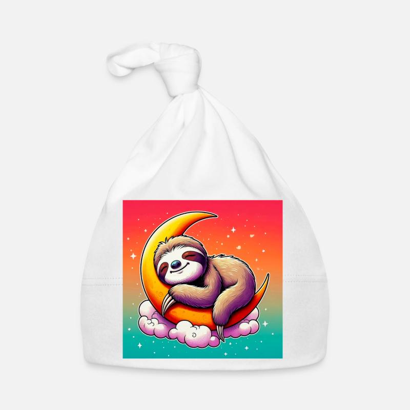 Sloth sleeps on the Moon Organic Baby Cap