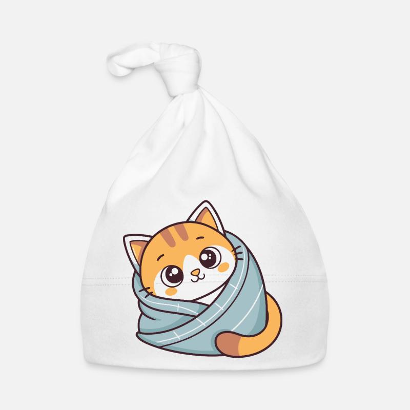 Chaton doux echarpe bleue Bonnet bio Bébé