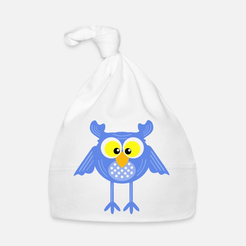 Blaue Eule mit Punkten Baby Bio-Mütze