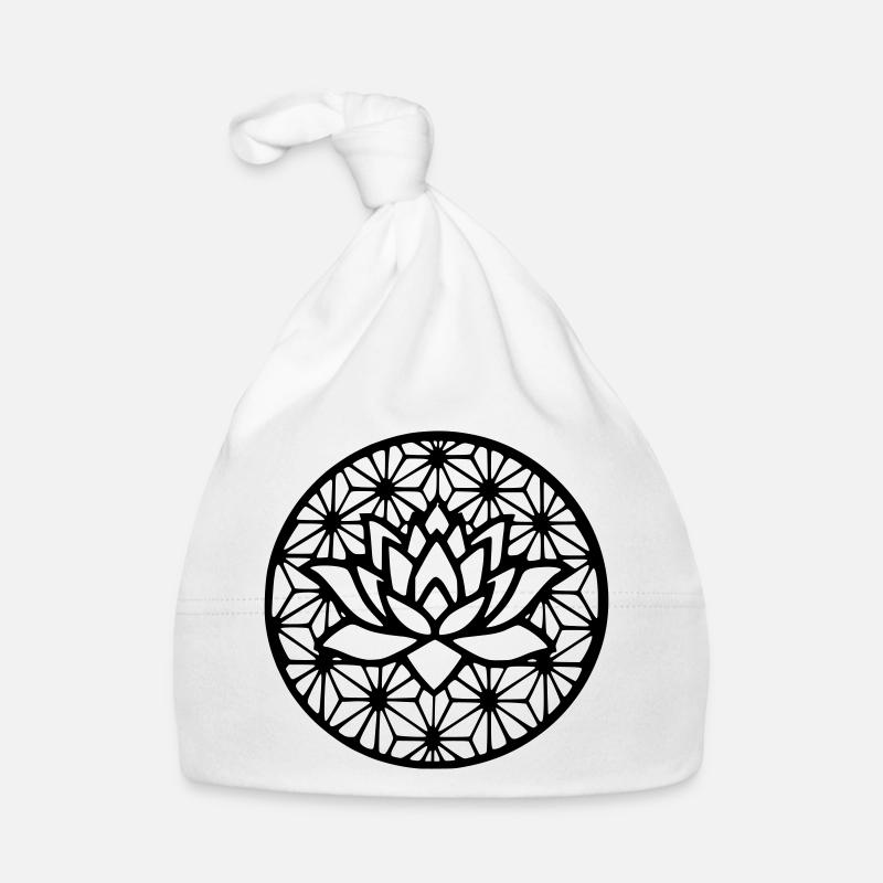 Fleur de vie & lotus - Bonnet bio Bébé - blanc
