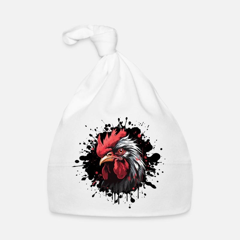 Blutroter Hahnenkopf Splatter Baby Bio-Mütze
