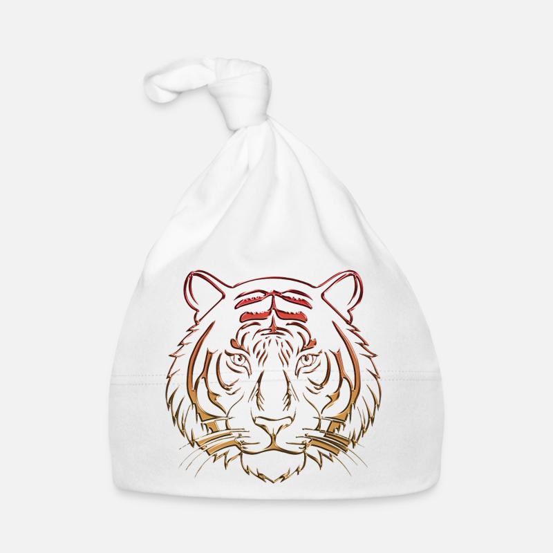 Metallic tiger chrome red orange Organic Baby Cap