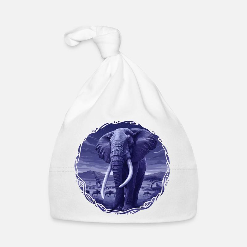 Éléphant nocturne dans la savane Bonnet bio Bébé
