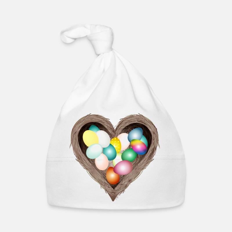Heart-shaped Easter nest with colorful Easter eggs Organic Baby Cap