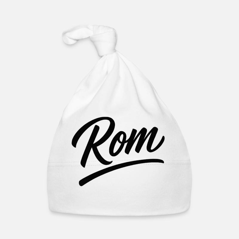 Rom Script Lettering Subline - Organic Baby Cap - white