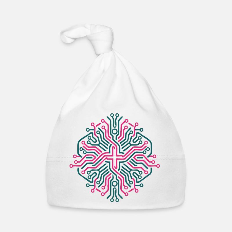 Pink and Blue Symmetric Neural Network Organic Baby Cap