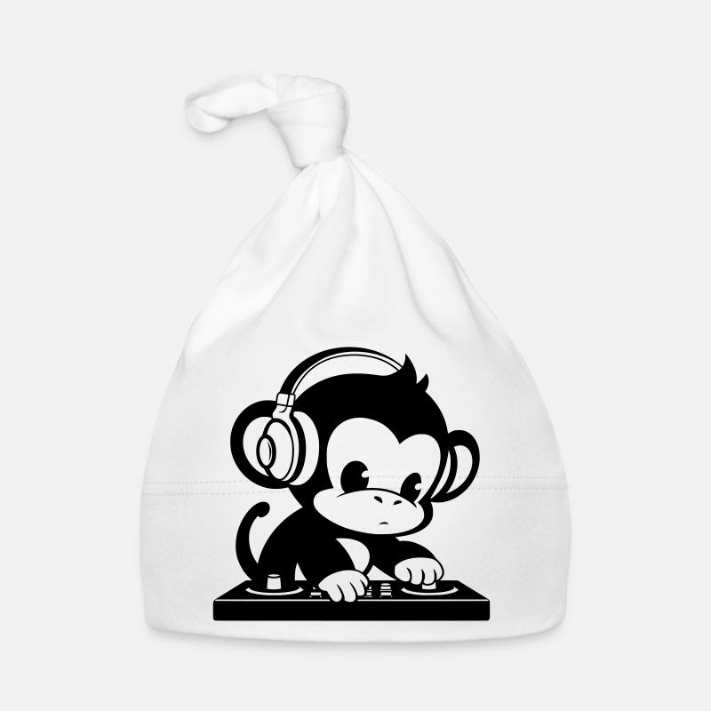 DJ Affe mit Kopfhörern Baby Bio-Mütze