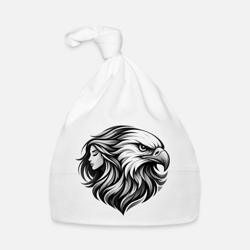 Woman in eagle profile black and white Organic Baby Cap