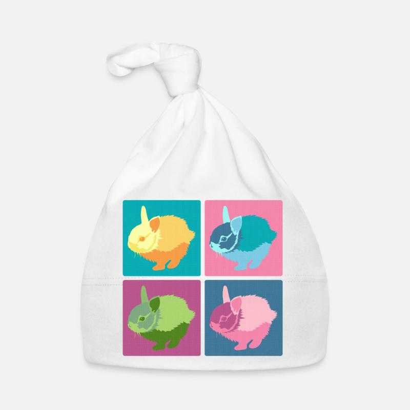 Ensemble de blocs de couleur Pop Art Rabbit Bonnet bio Bébé