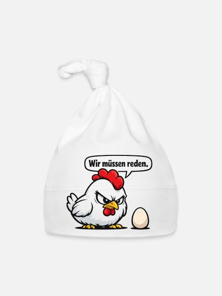 On doit parler du cadeau d’humour de poule - Bonnet bio Bébé - blanc - Devant