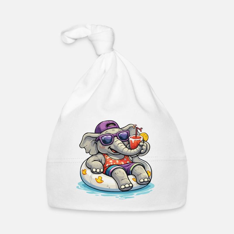 BeachElephant with Drink Organic Baby Cap