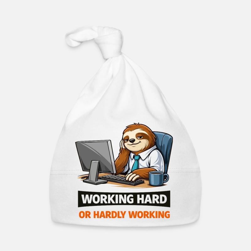 Sloth at Desk: Work Hard Meme Organic Baby Cap