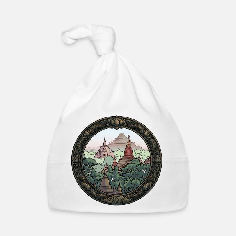 Dschungel Tempel Rundbild Baby Bio-Mütze