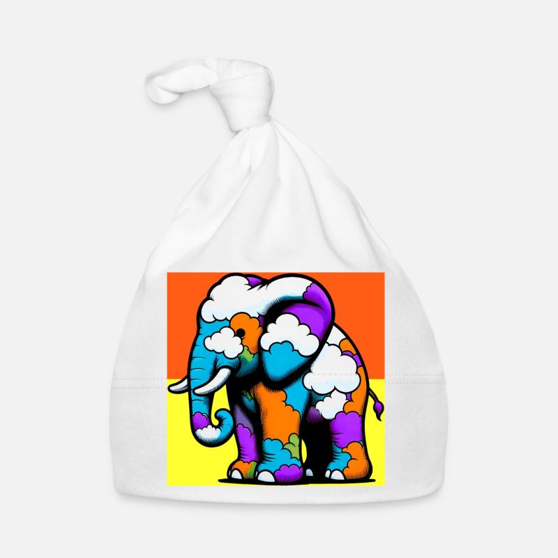 Elephant with Cloud and Clouds Organic Baby Cap