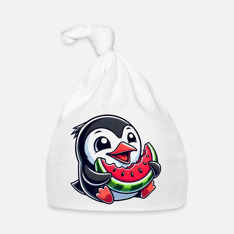 Pingouin avec pastèque fruit d’été Bonnet bio Bébé
