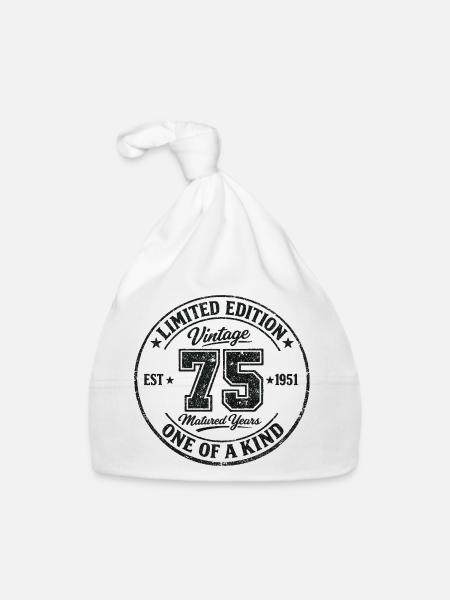 75 Ans Vintage 1951 Édition Limitée Cadeau - Bonnet bio Bébé - blanc - Devant