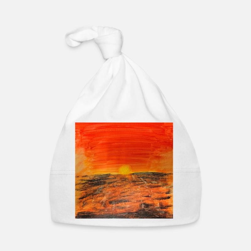 Fire Red Sunset Organic Baby Cap
