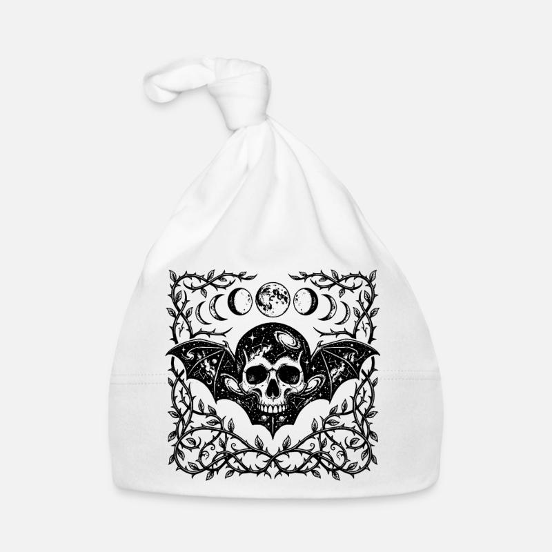 Gothic Bat Wings Design mit himmlischen Schädeln Baby Bio-Mütze