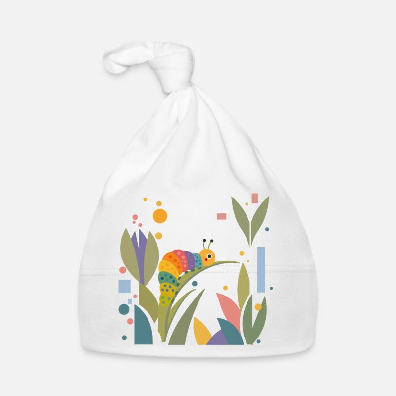 Fröhliche bunte Raupe in Regenbogenfarben Baby Bio-Mütze
