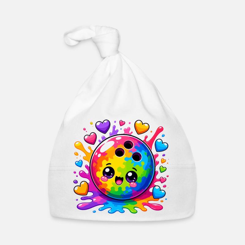 Boule de bowling colorée avec des cœurs Bonnet bio Bébé