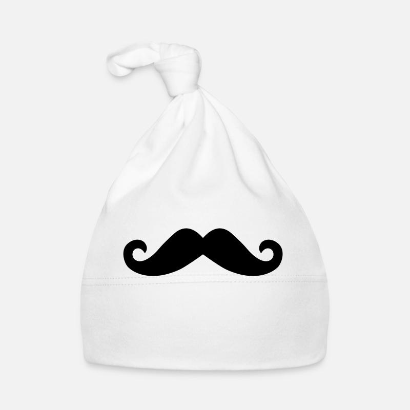 Moustache - Bonnet bio Bébé - blanc