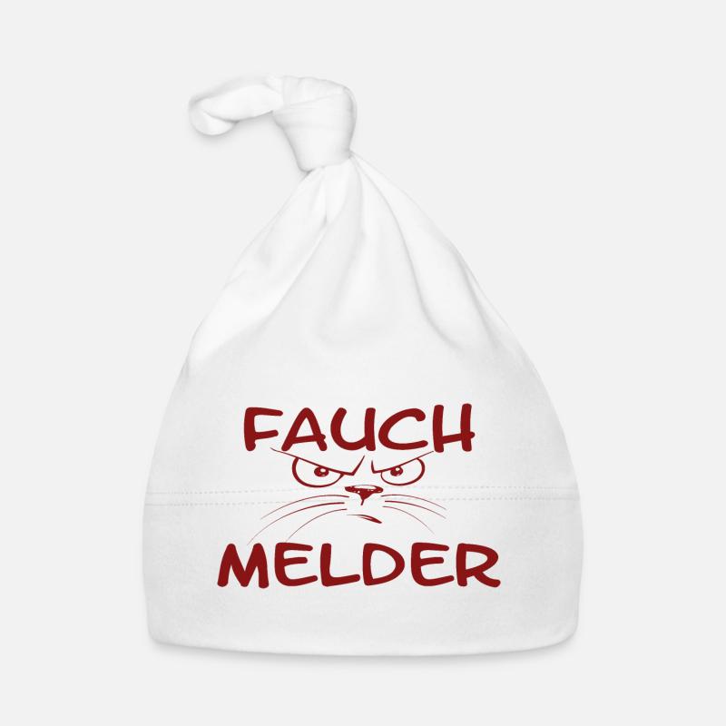 "Fauch détecteur" chat rouge - Bonnet bio Bébé - blanc