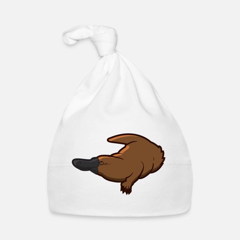 Un ornithorynque avec un grand bec de canard - Bonnet bio Bébé - blanc