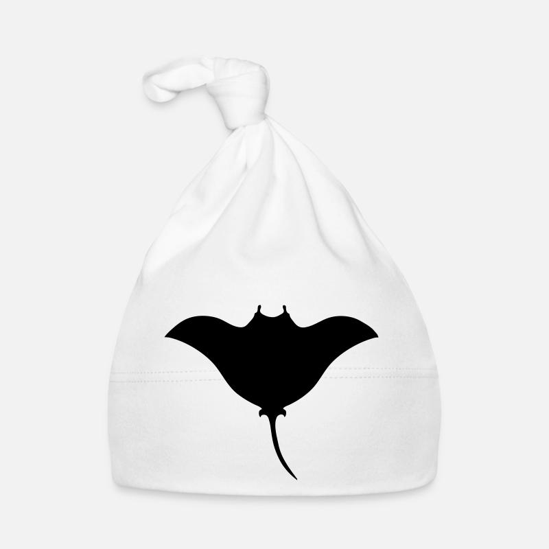 raie manta symbol tattoo pacific - Bonnet bio Bébé - blanc