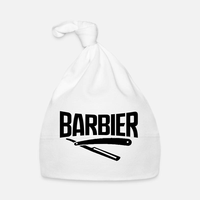 barbier barbier viking bart barbe coiffeur autocollant - Bonnet bio Bébé - blanc