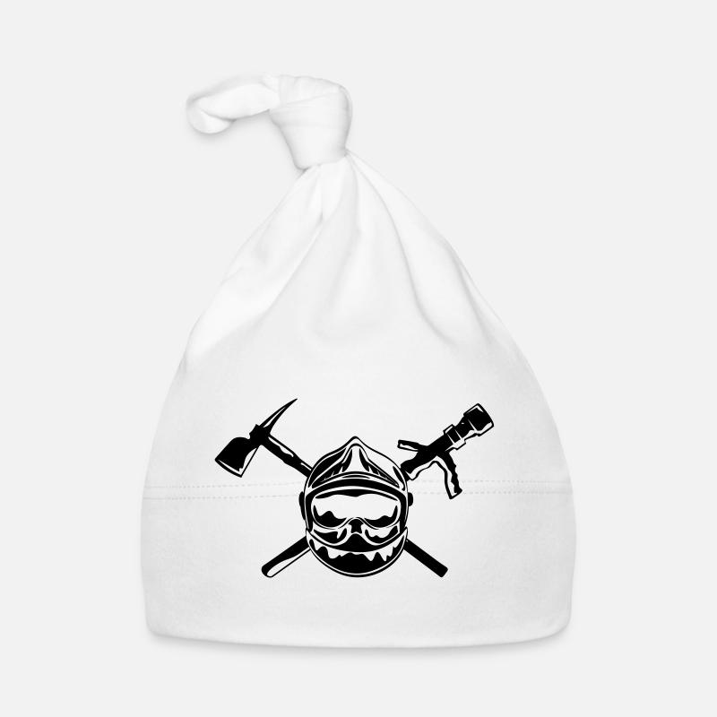 casque_pompier_hache et lance - Bonnet bio Bébé - blanc