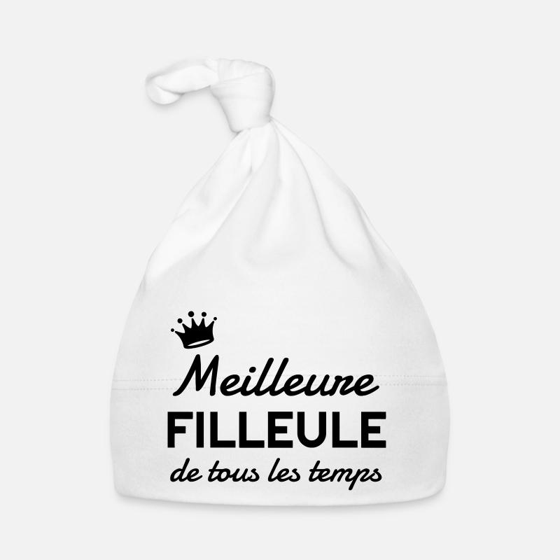 Filleul / Filleule / Parrain / Marraine / Bébé - Bonnet bio Bébé - blanc
