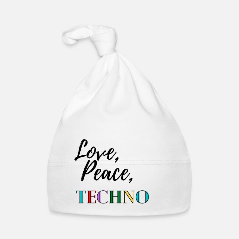 Love, peace, techno Organic Baby Cap