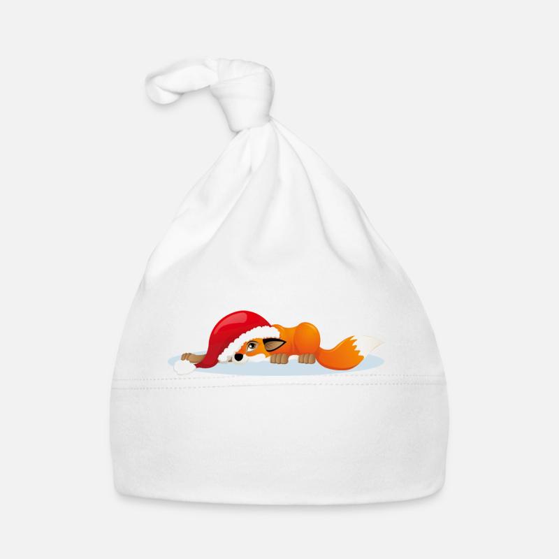 Renard de Noël - Bonnet bio Bébé - blanc