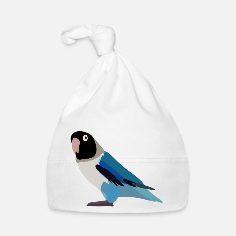 Perroquet noir bleu - Bonnet bio Bébé - blanc