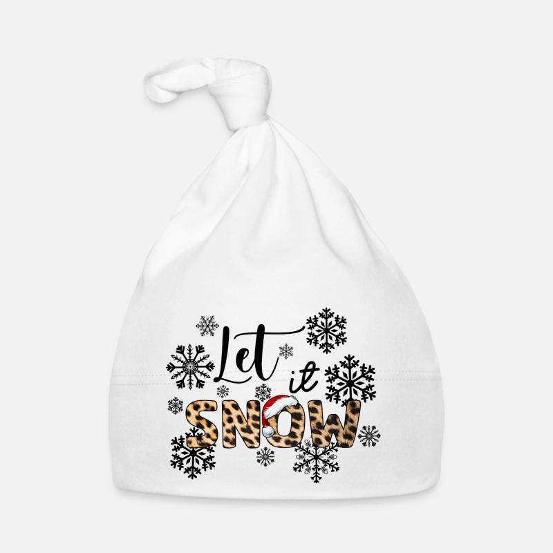 Qu’il neige ! Noël avec Leopard Design - Bonnet bio Bébé - blanc