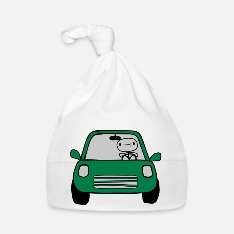 Fahrer Comic Auto - Baby Bio-Mütze - Weiß