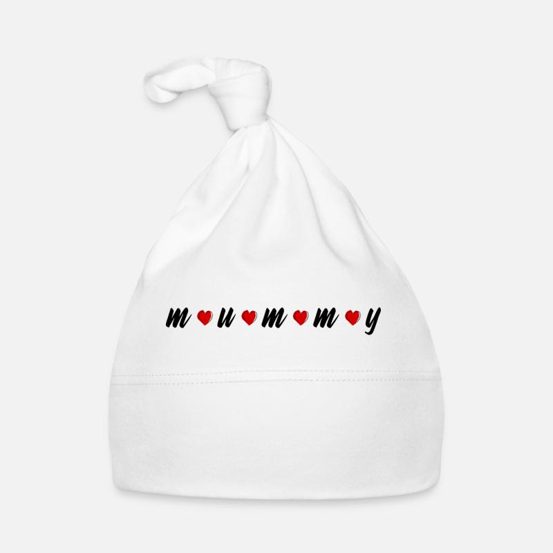 Schriftzug - schwarz - mummy mit Herzen Baby Bio-Mütze