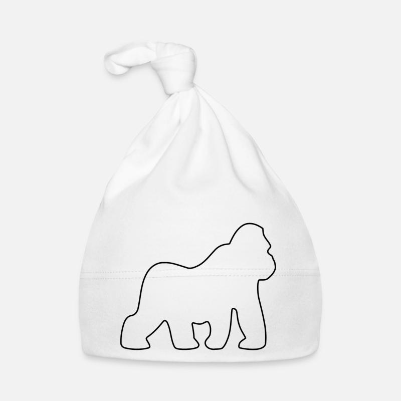 Gorille, Dos argenté, Singe, Singe, Gorilles, - Bonnet bio Bébé - blanc
