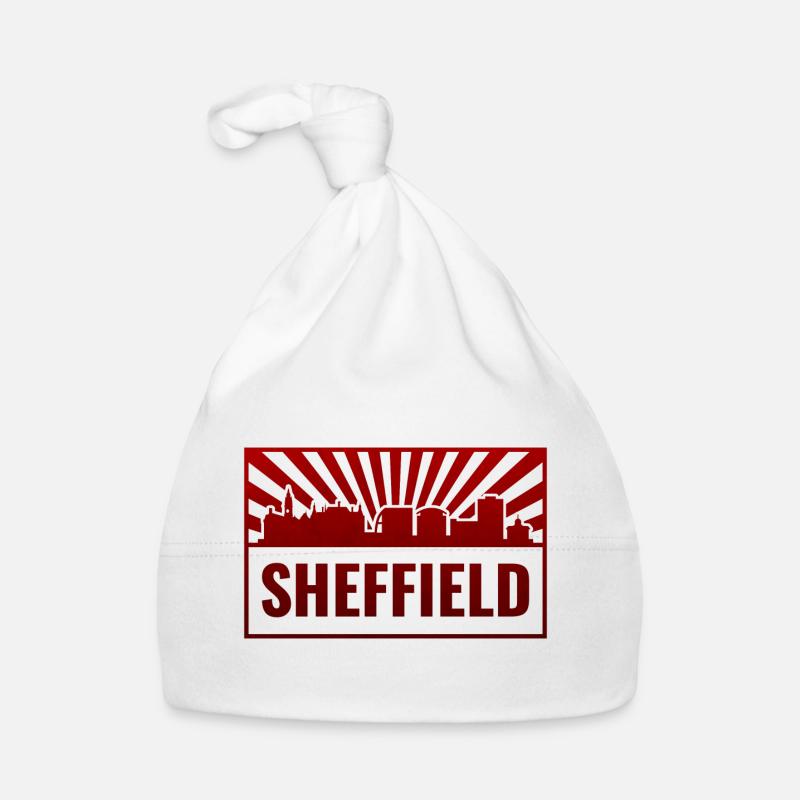 Sheffield Skyline Rot Neon Baby Bio-Mütze