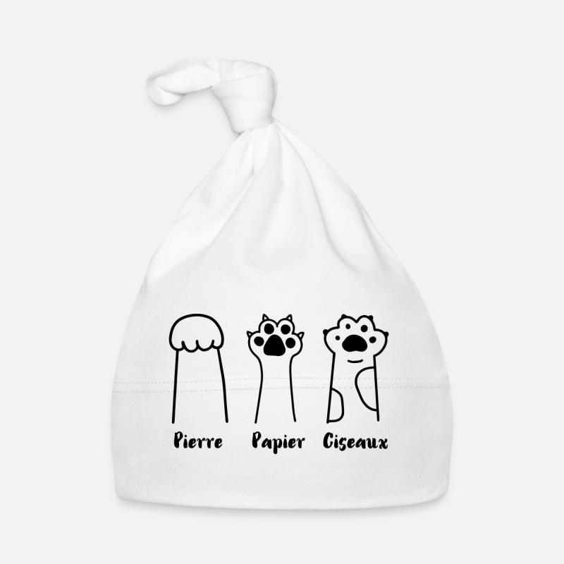 Jeu de Patte: Pierre, Papier, Ciseaux - Bonnet bio Bébé - blanc