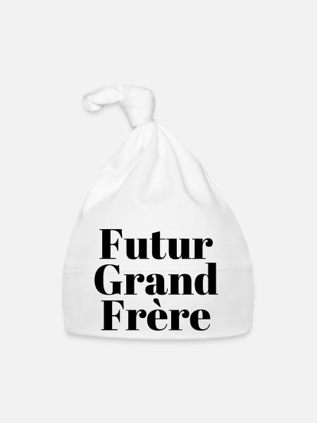 Futur grand frère - annonce futur grand frère - Bonnet bio Bébé - blanc - Devant