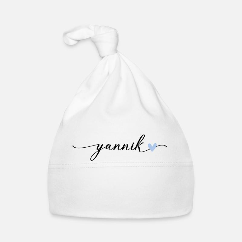 Yannik Name Calligraphy Font Organic Baby Cap