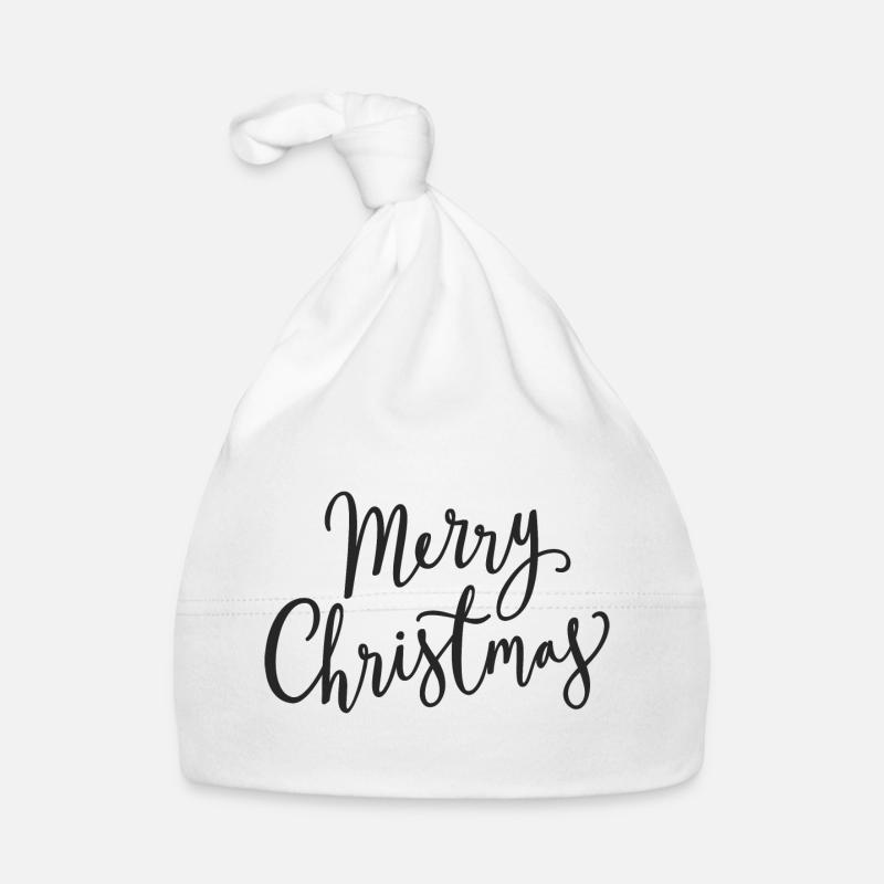 Merry Christmas Script Noir Bonnet bio Bébé