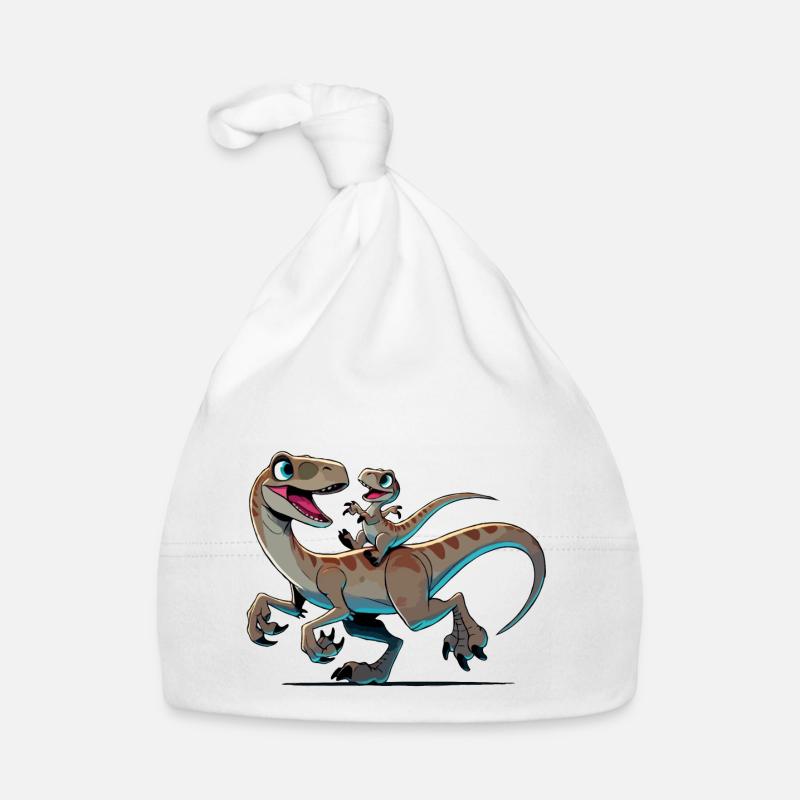 Velociraptor Mutter und Kind beim Herumtollen Baby Bio-Mütze