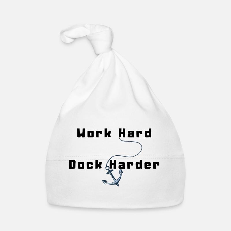Work Hard Dock Harder - Organic Baby Cap - white