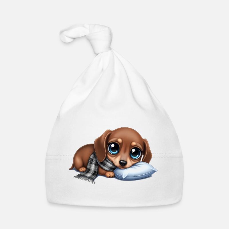 Chien câlin avec écharpe et oreiller Bonnet bio Bébé